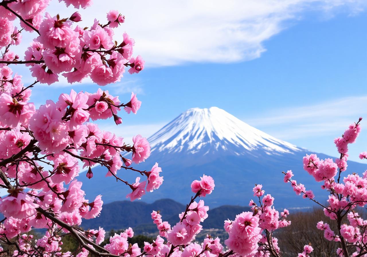 Mount Fuji with cherry blossoms